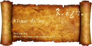 Klupp Éva névjegykártya